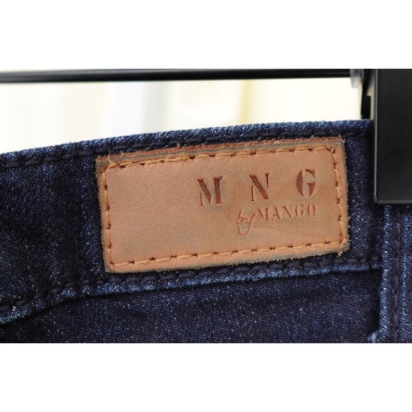 MNG By Mango Women's Side Pocket Wide Leg Blue Tailored Stretch Denim Jeans SZ 6 - Picture 12 of 16